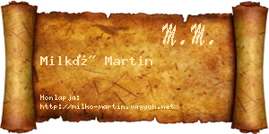 Milkó Martin névjegykártya